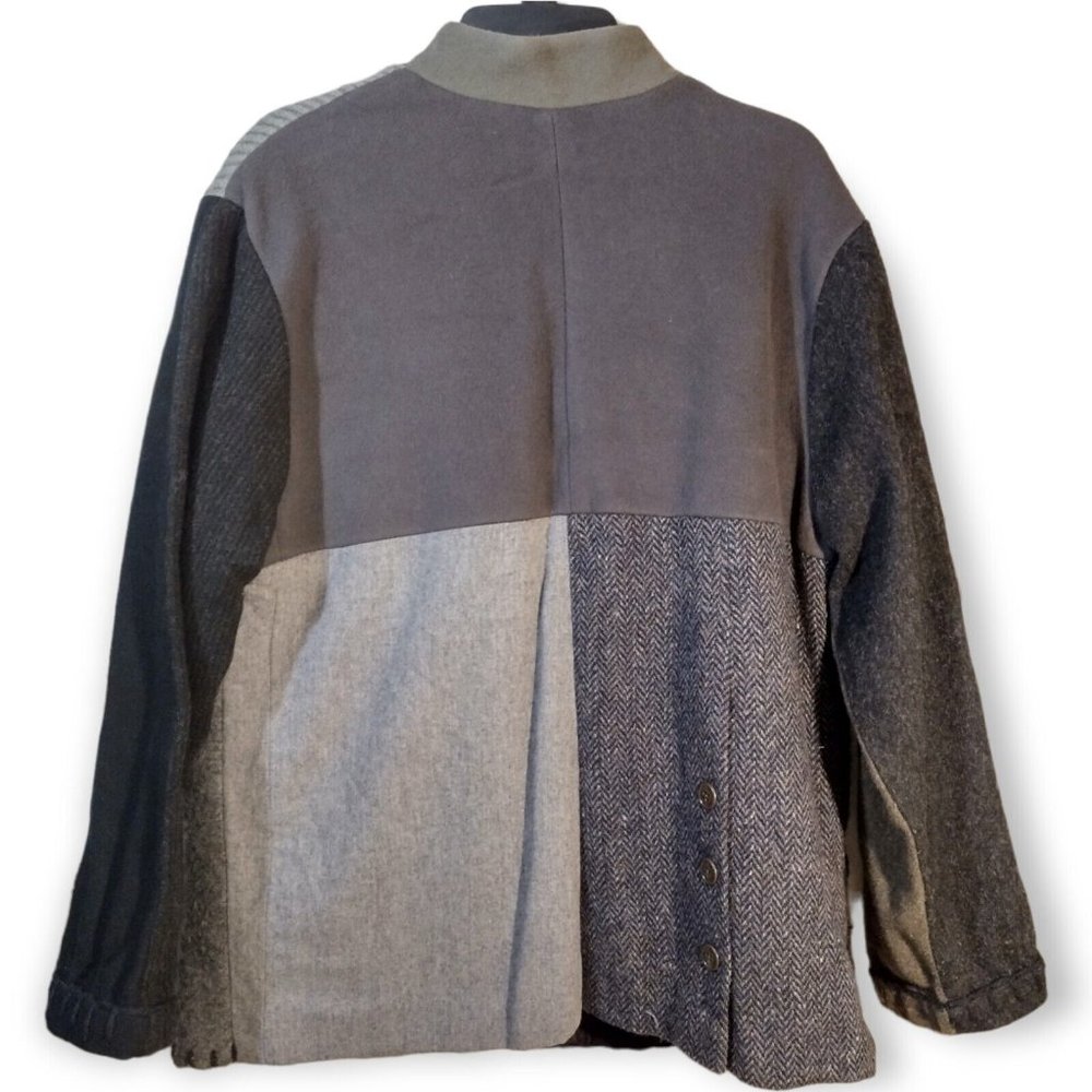 VTG BaabaaZuzu Women's Large Upcycled Wool Jacket Coat Patchwork Made In MI USA - Picture 2 of 9